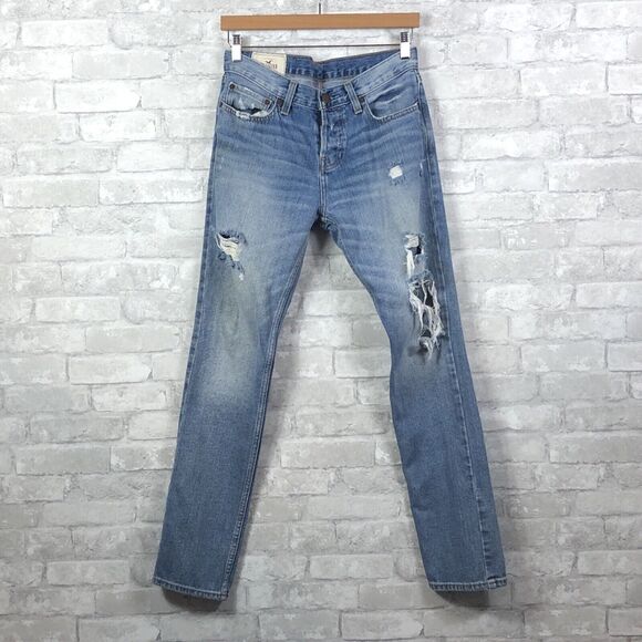 Hollister Skinny Jean Size 30x32 Destroyed Light Wash 100% Cotton - Picture 7 of 12
